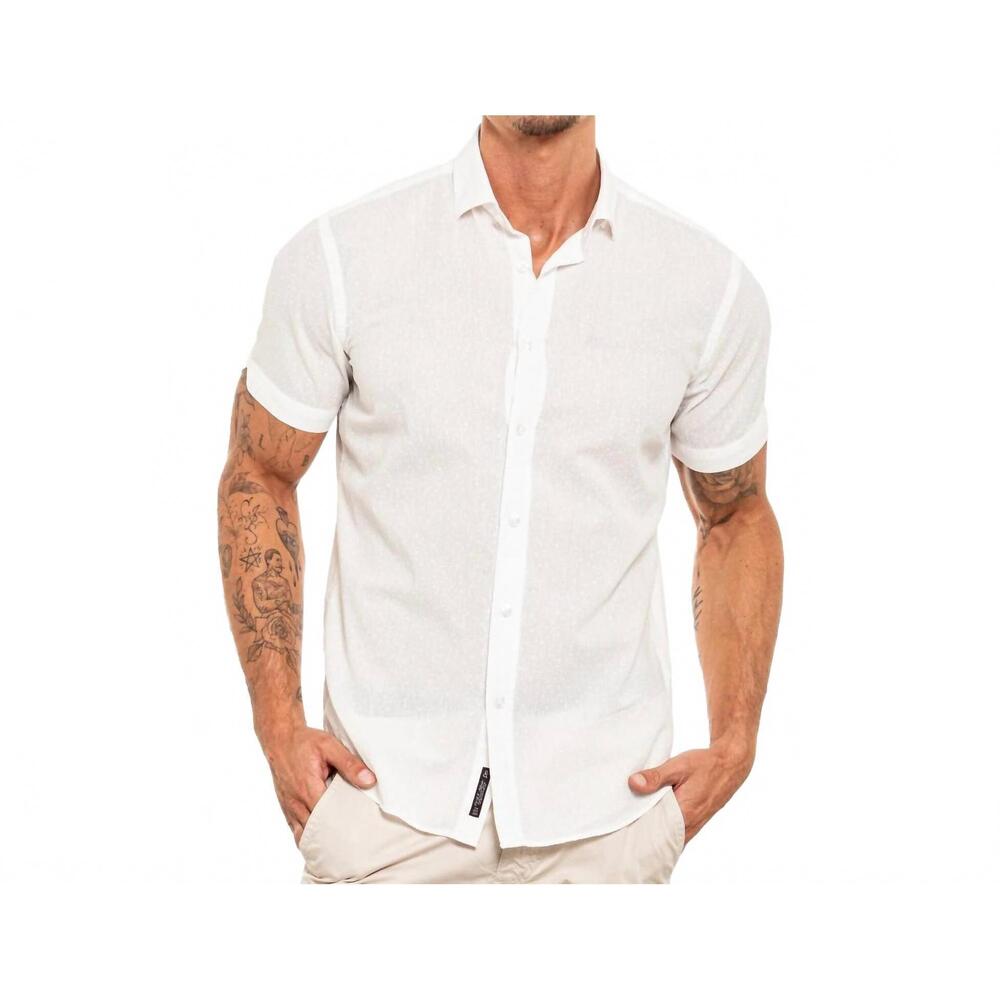 NEW EIGHT X subtle bubbles short sleeve shirt in white